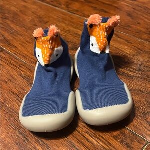 Cozy Navy Fox Kids Slippers